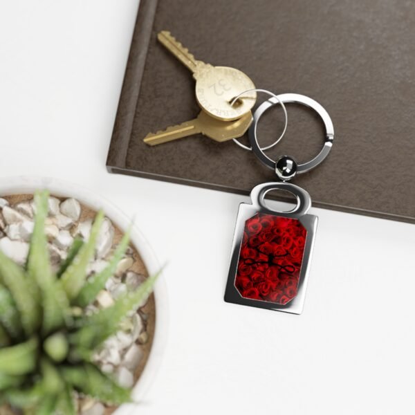 Blood Rose Rectangle Photo Keyring - Image 4