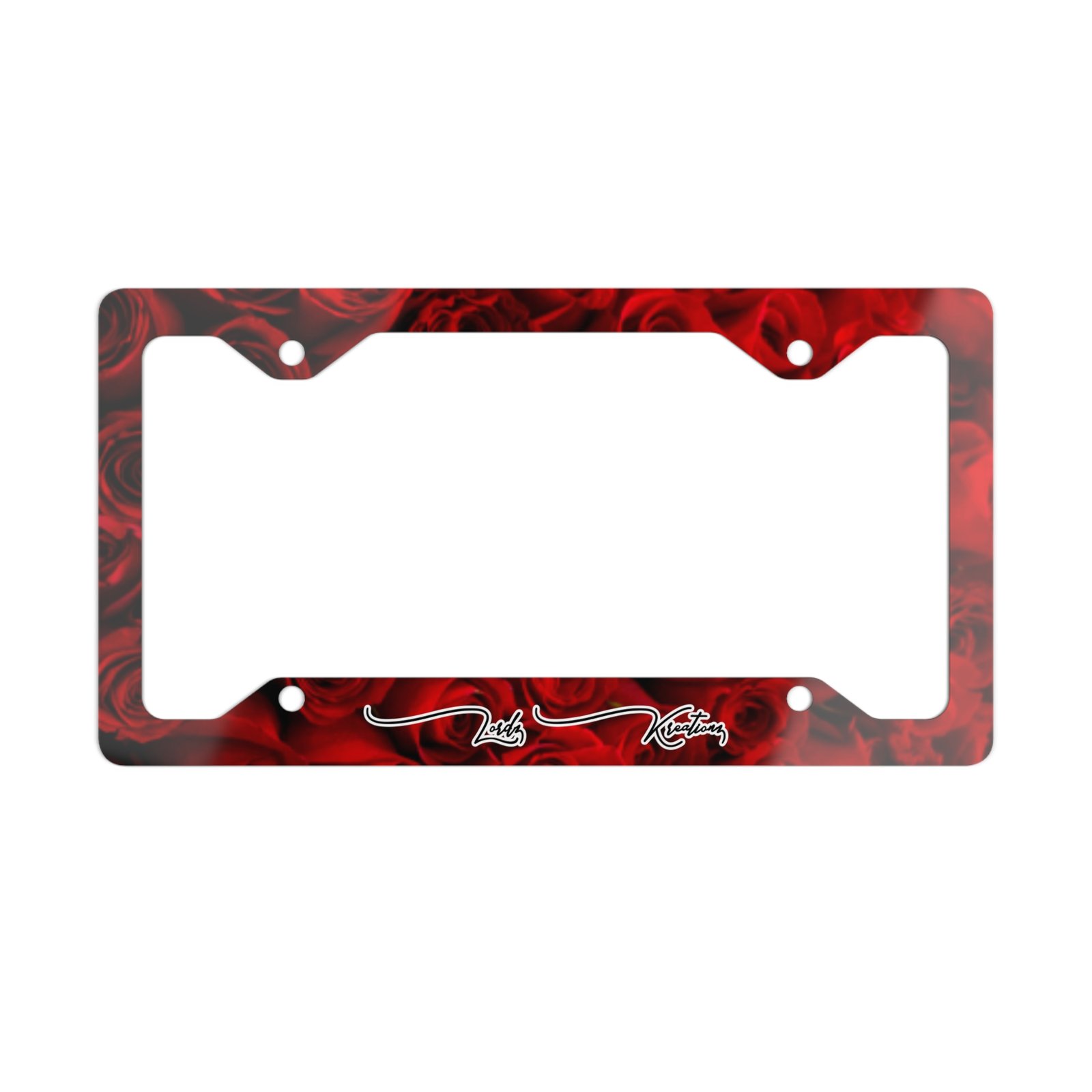 Blood Roses blossoms Metal License Plate Frame - Image 1