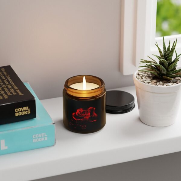 Blood Rose Scented Soy Candle in Amber Jar - Multi-Size - Image 4