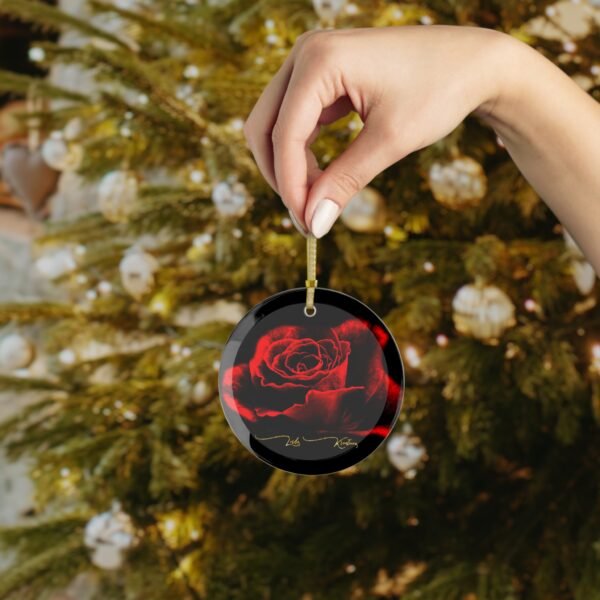 Red Rose Glass Ornament - Image 4