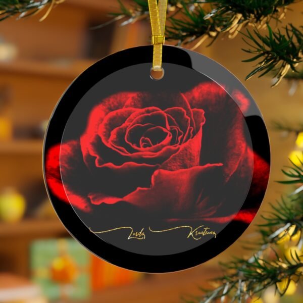 Red Rose Glass Ornament - Image 3