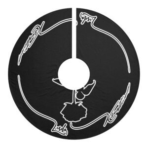 Black Rose Elegant Black Christmas Tree Skirt with Whimsical Design