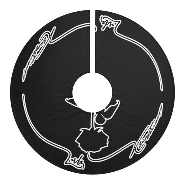 Black Rose Elegant Black Christmas Tree Skirt with Whimsical Design