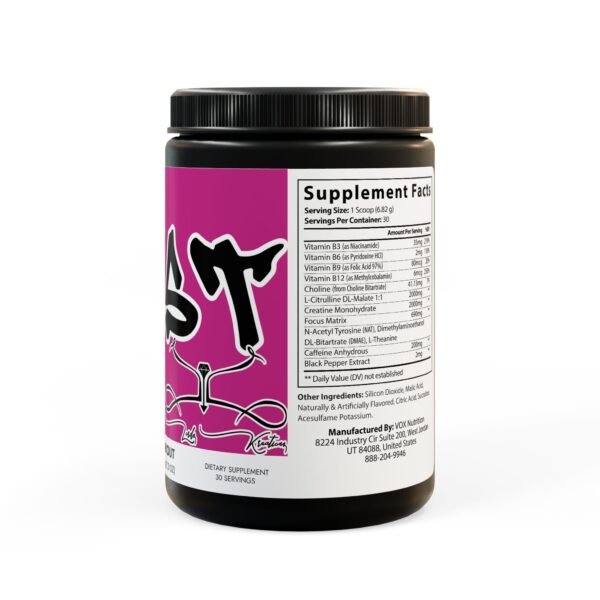 Lust Pre-Workout Supplement, Fruit Punch (204g, 7.1oz) - Image 3