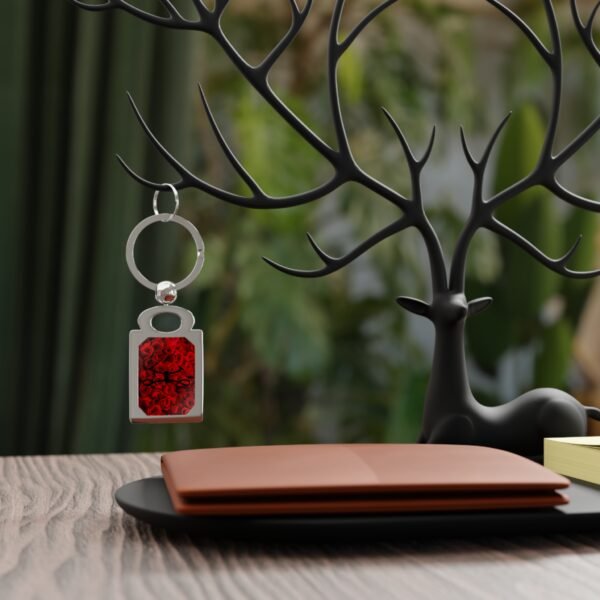 Blood Rose Rectangle Photo Keyring - Image 3