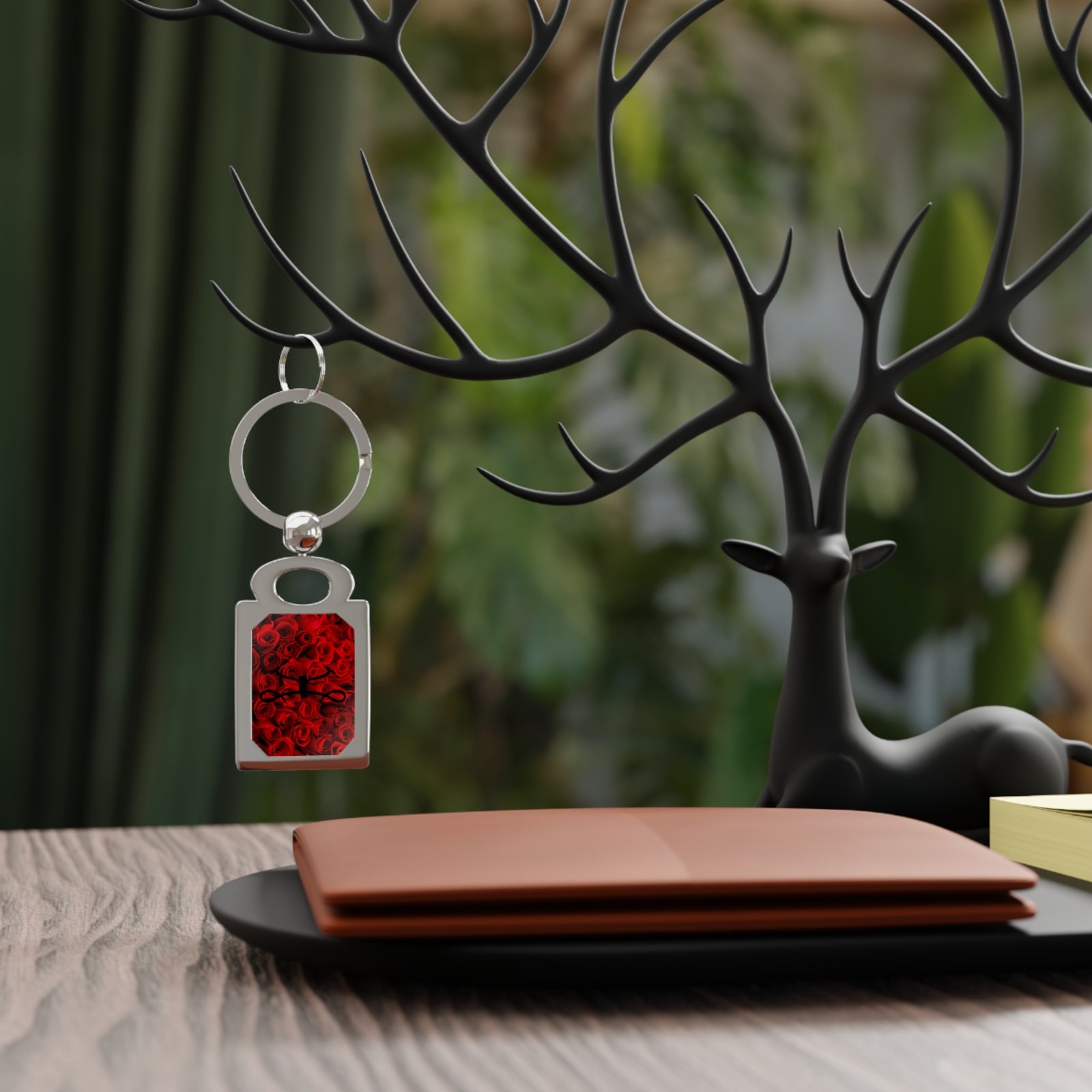 Blood Rose Rectangle Photo Keyring - Image 3