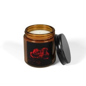 Blood Rose Scented Soy Candle in Amber Jar - Multi-Size - Image 3