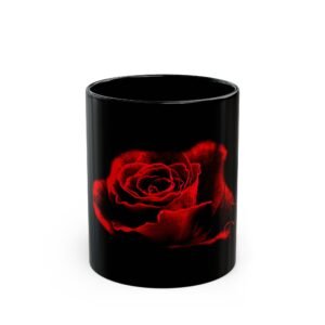 Red Rose 11oz Black Mug