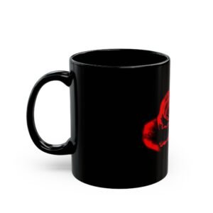 Red Rose 11oz Black Mug - Image 3