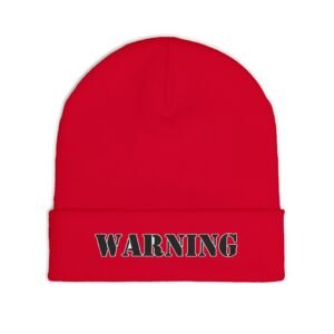Embroidered "WARNING" Knit Beanie – Street Style Winter Hat - Image 22