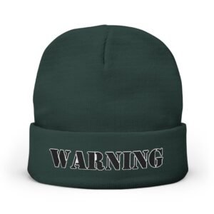 Embroidered "WARNING" Knit Beanie – Street Style Winter Hat - Image 9