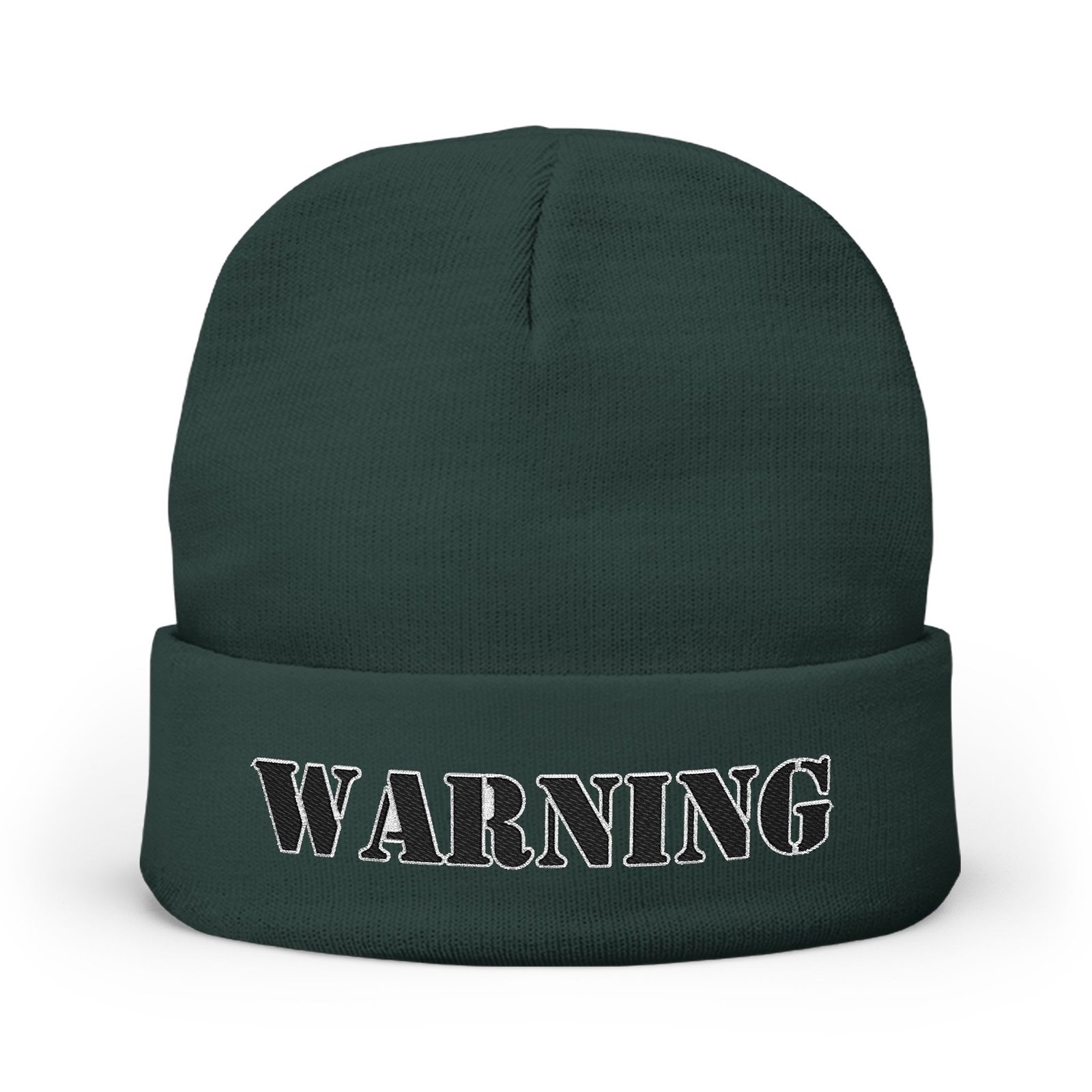 Embroidered "WARNING" Knit Beanie – Street Style Winter Hat - Image 9