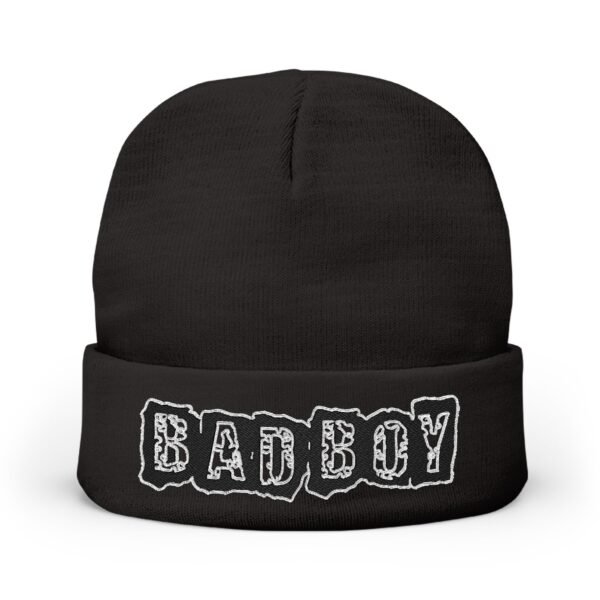 Embroidered "BAD BOY" Knit Beanie – Street Style Winter Hat - Image 5