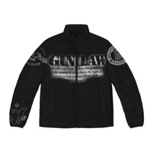 Puffer Jacket — 'Gun Law' Patriotic We the People American Flag Design - Image 1