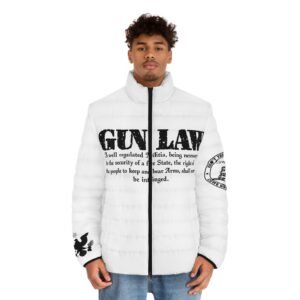 Puffer Jacket — 'Gun Law' Patriotic We the People American Flag Design - Image 3