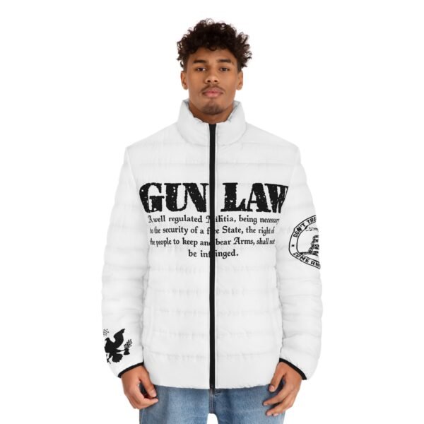 Puffer Jacket — 'Gun Law' Patriotic We the People American Flag Design - Image 3