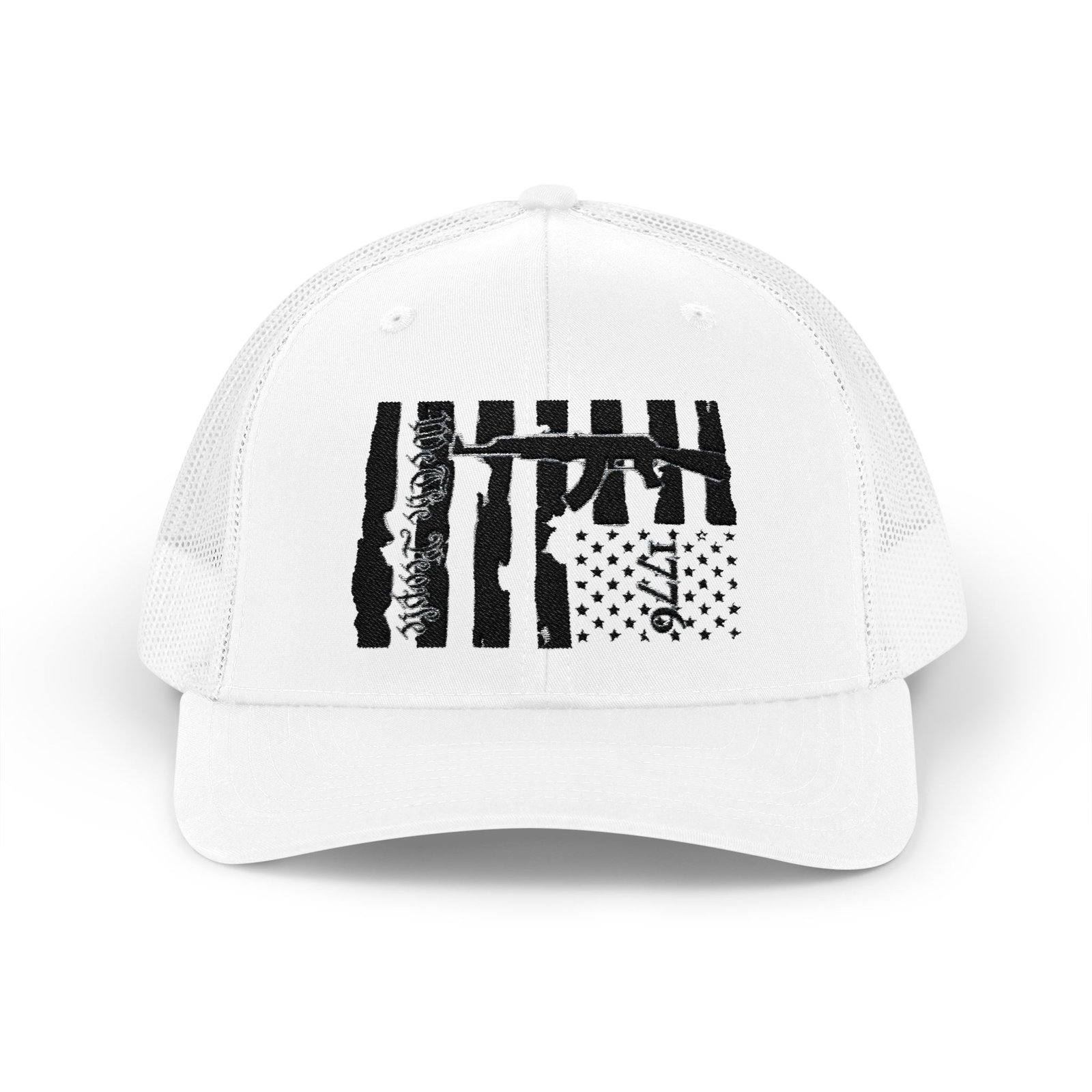 1776 Embroidered Rodeo Rope Snapback Trucker Cap - Image 1