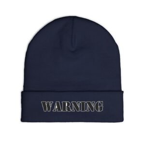 Embroidered "WARNING" Knit Beanie – Street Style Winter Hat - Image 15