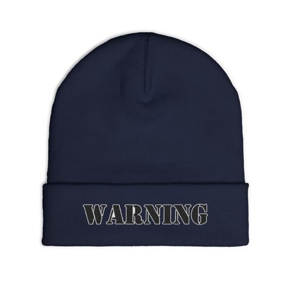 Embroidered "WARNING" Knit Beanie – Street Style Winter Hat - Image 15
