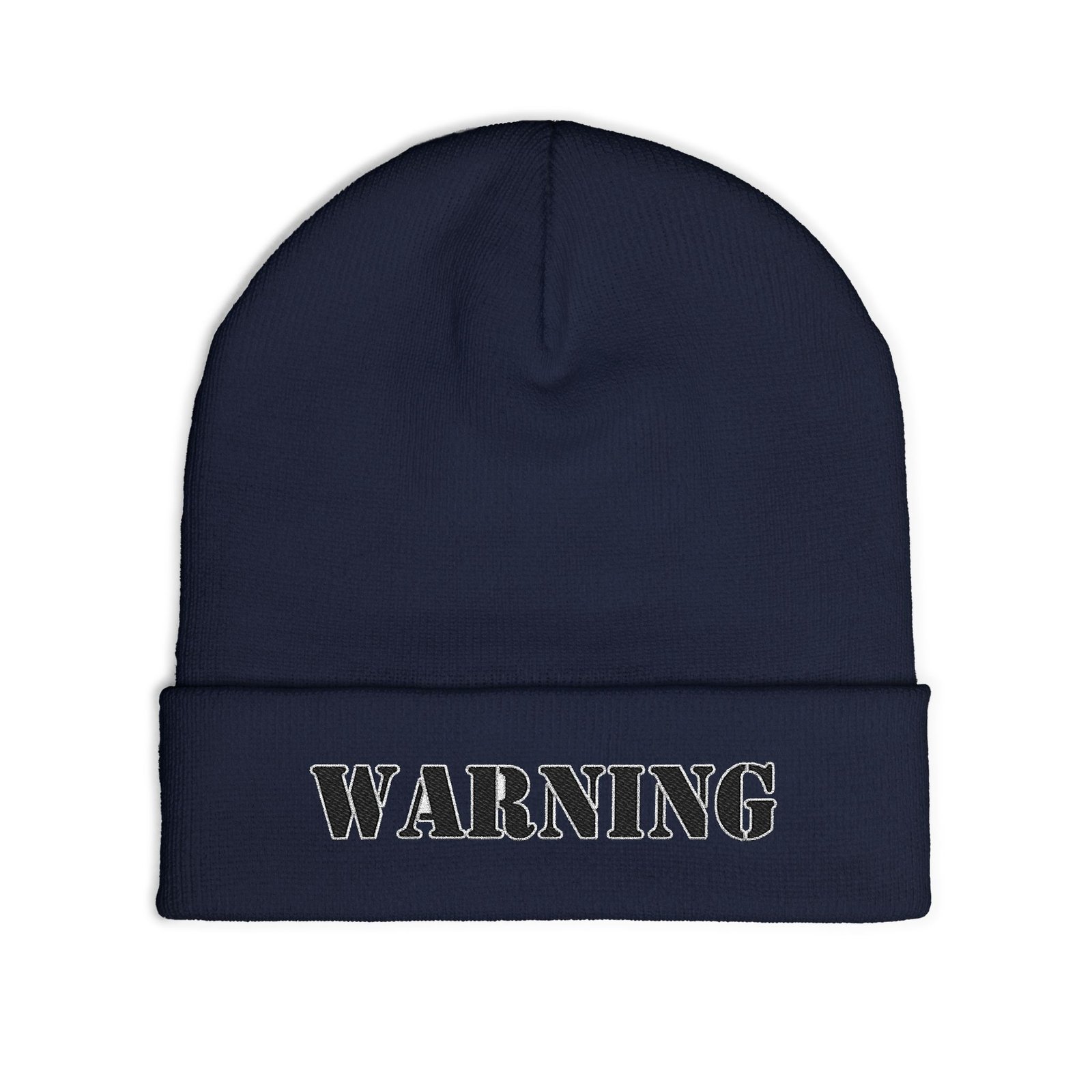 Embroidered "WARNING" Knit Beanie – Street Style Winter Hat - Image 15
