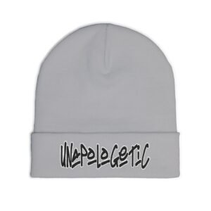 Embroidered "UNAPOLOGETIC" Knit Beanie – Street Style Winter Hat - Image 3