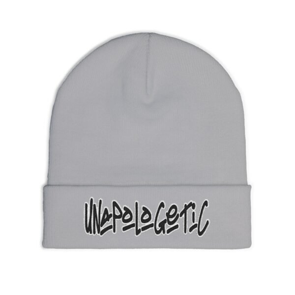 Embroidered "UNAPOLOGETIC" Knit Beanie – Street Style Winter Hat - Image 3