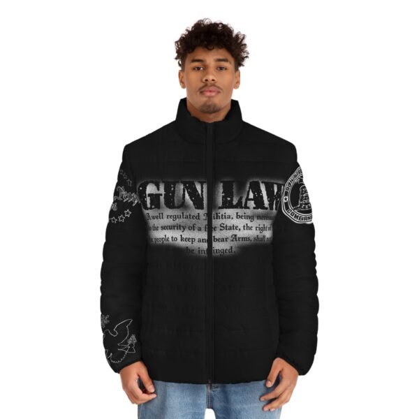 Puffer Jacket — 'Gun Law' Patriotic We the People American Flag Design - Image 3