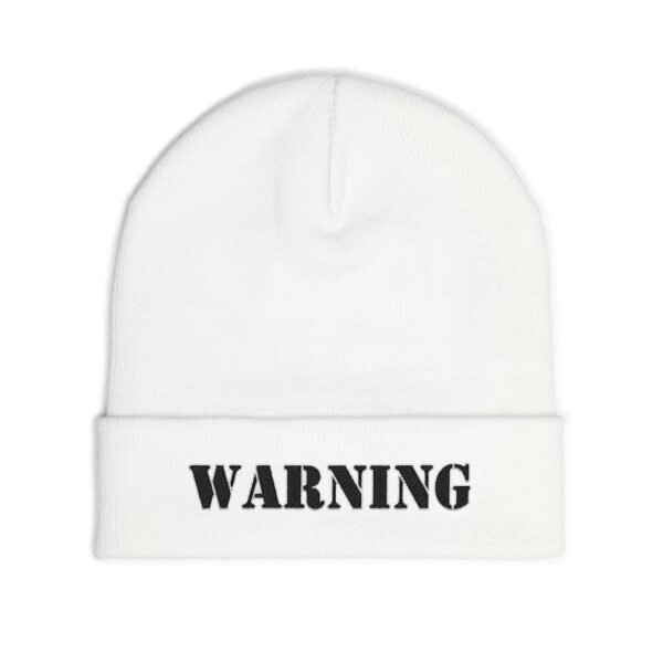 Embroidered "WARNING" Knit Beanie – Street Style Winter Hat - Image 19