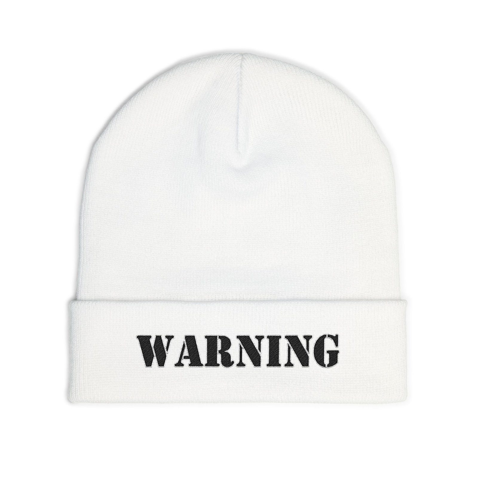Embroidered "WARNING" Knit Beanie – Street Style Winter Hat - Image 19