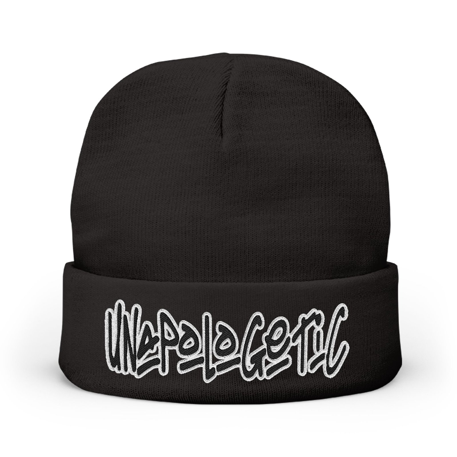 Embroidered "UNAPOLOGETIC" Knit Beanie – Street Style Winter Hat - Image 5