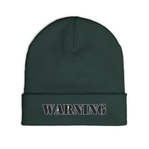 Embroidered "WARNING" Knit Beanie – Street Style Winter Hat - Image 11