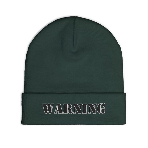 Embroidered "WARNING" Knit Beanie – Street Style Winter Hat - Image 11