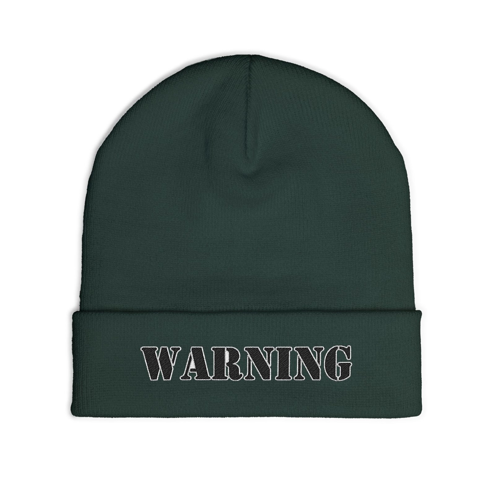 Embroidered "WARNING" Knit Beanie – Street Style Winter Hat - Image 11