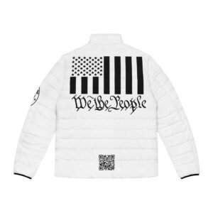 Puffer Jacket — 'Gun Law' Patriotic We the People American Flag Design - Image 2