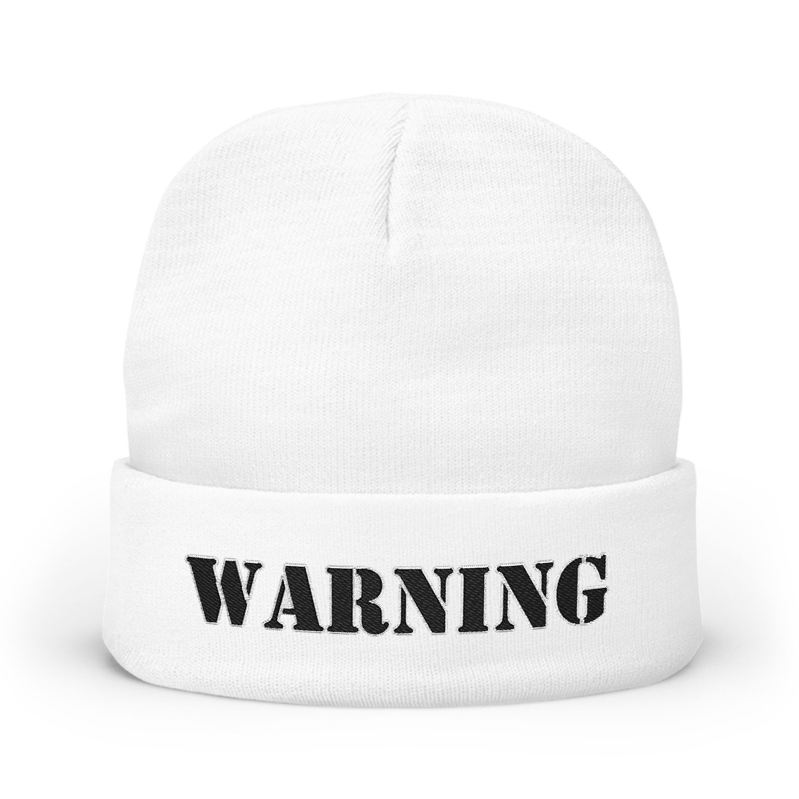 Embroidered "WARNING" Knit Beanie – Street Style Winter Hat - Image 17