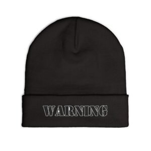Embroidered "WARNING" Knit Beanie – Street Style Winter Hat - Image 7