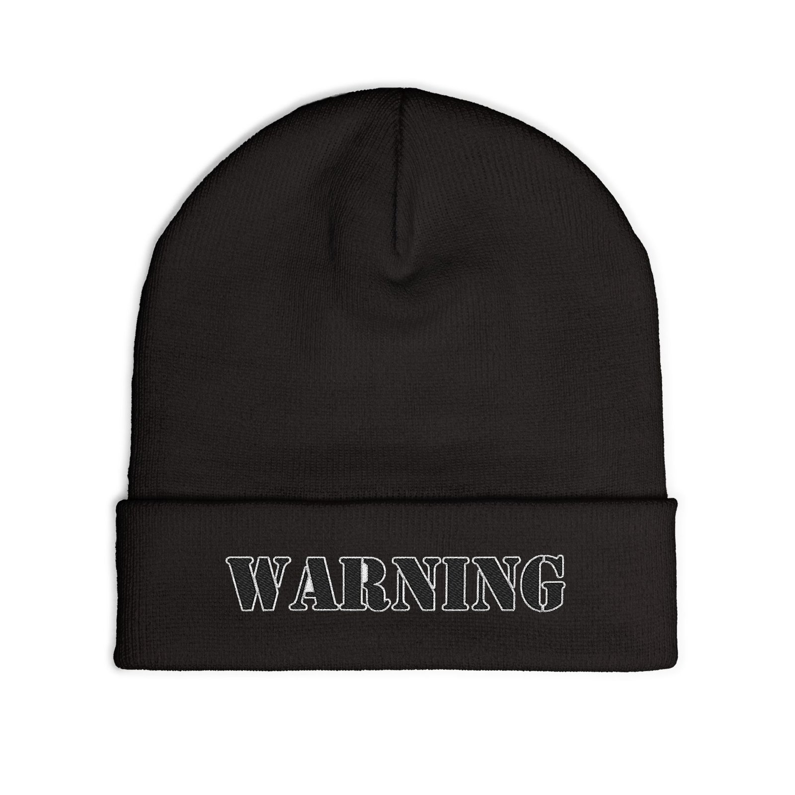 Embroidered "WARNING" Knit Beanie – Street Style Winter Hat - Image 7
