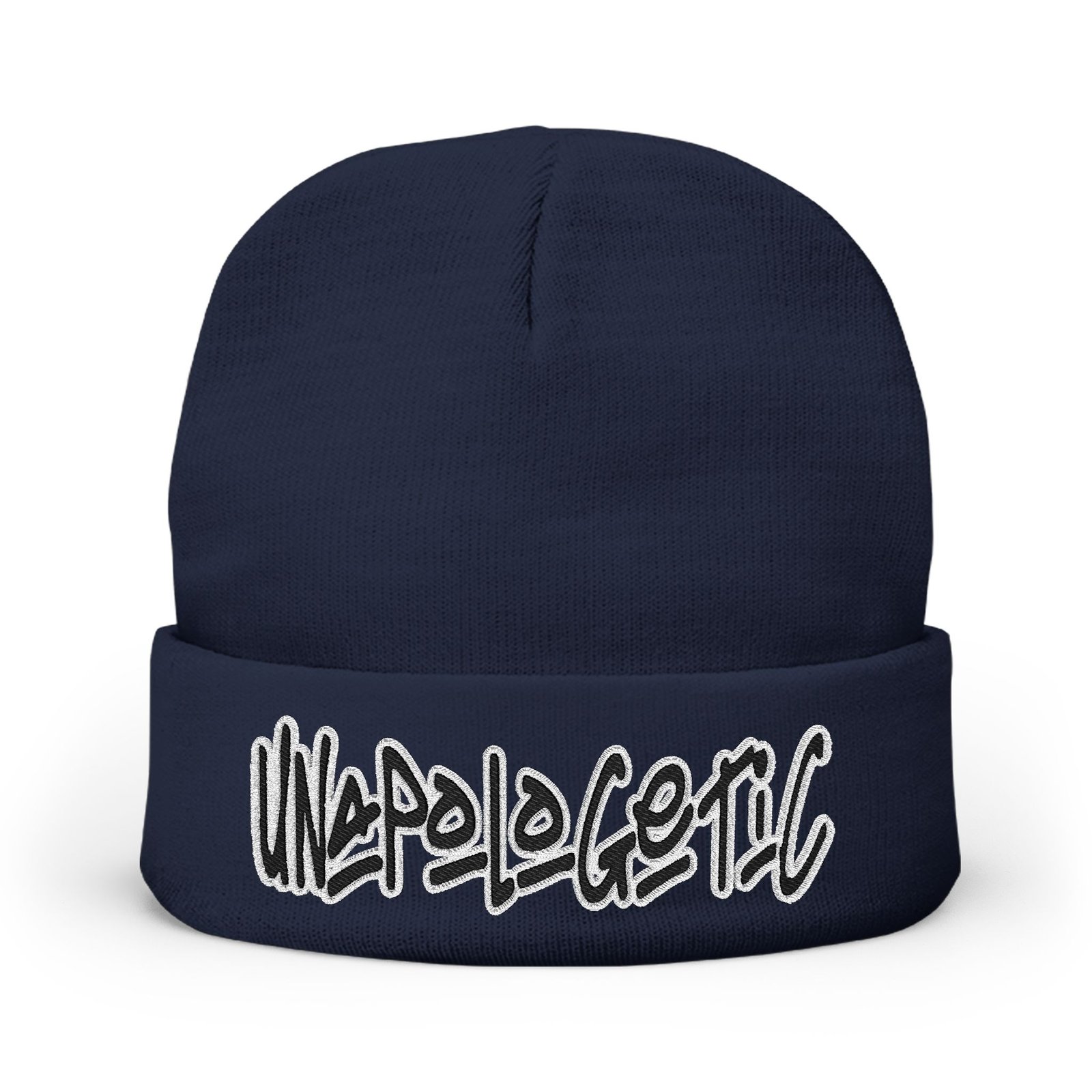 Embroidered "UNAPOLOGETIC" Knit Beanie – Street Style Winter Hat - Image 13
