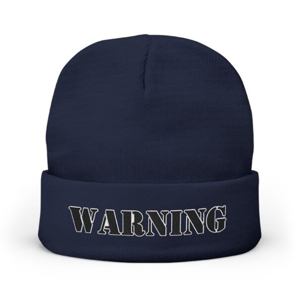 Embroidered "WARNING" Knit Beanie – Street Style Winter Hat - Image 13
