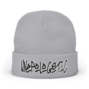 Embroidered "UNAPOLOGETIC" Knit Beanie – Street Style Winter Hat - Image 1