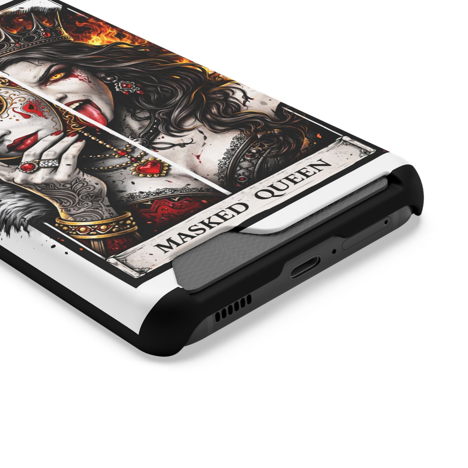 Masked Queen – Deck of Cards Slim Card Holder Phone Case | LordzKreationz - Image 6