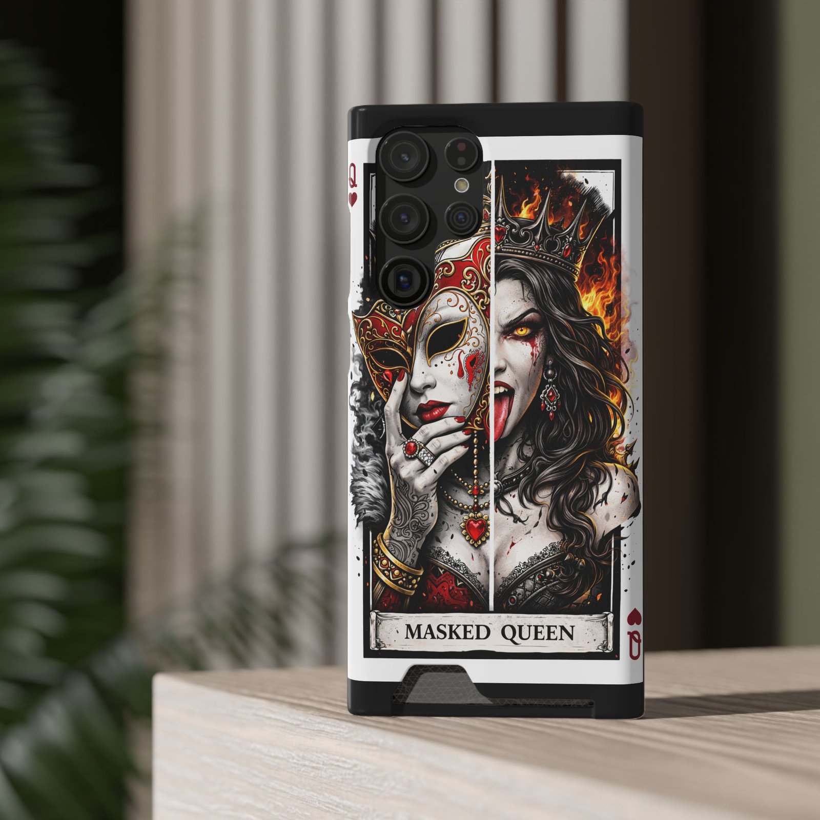 Masked Queen – Deck of Cards Slim Card Holder Phone Case | LordzKreationz - Image 20