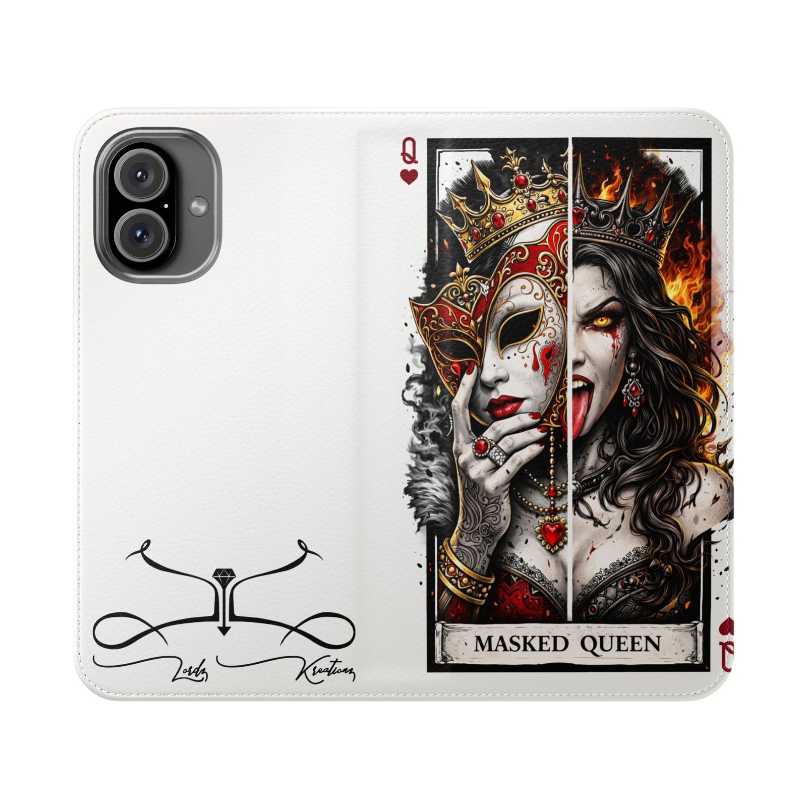 Masked Queen – Deck of Hearts Flip Wallet Phone Case | LordzKreationz - Image 33