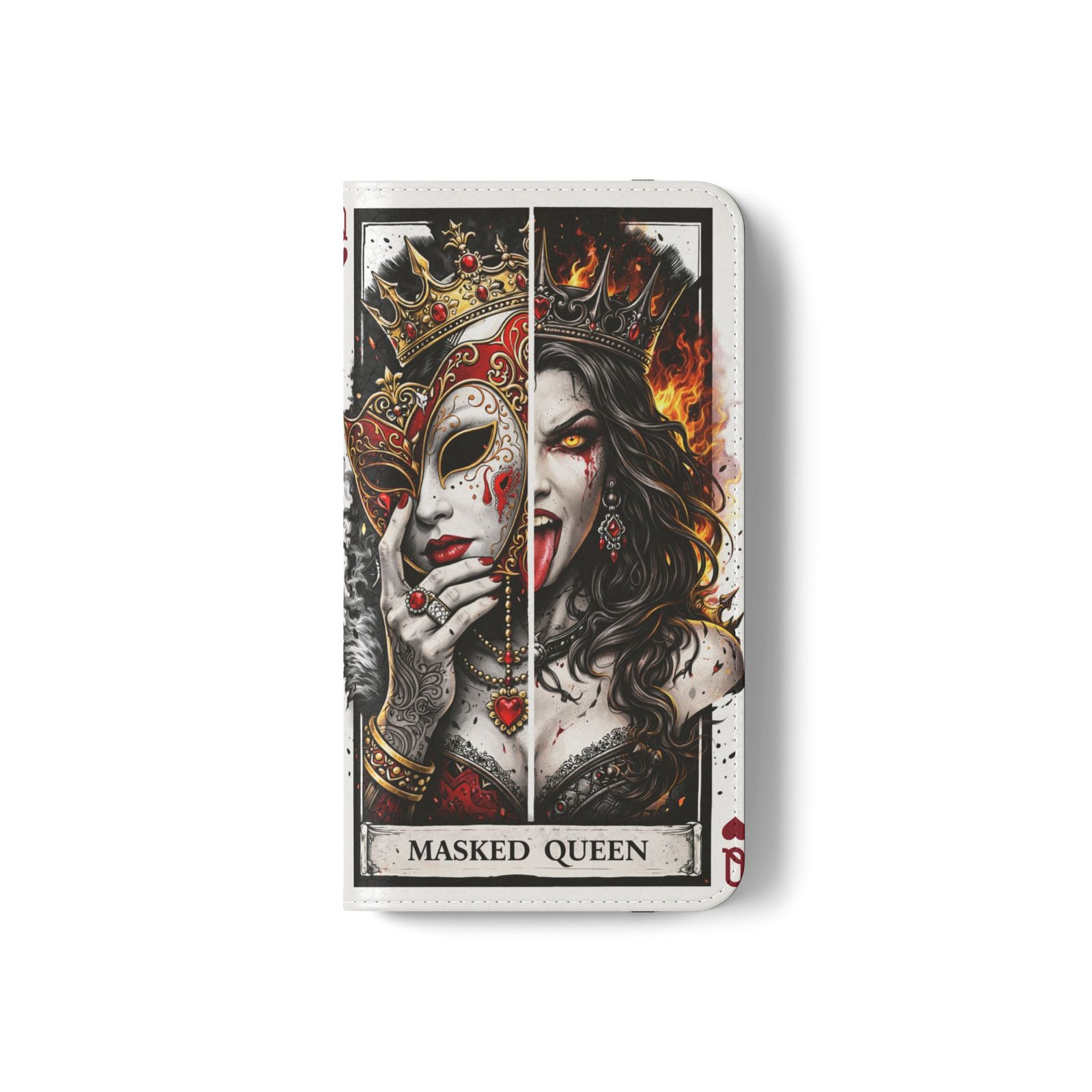 Masked Queen – Deck of Hearts Flip Wallet Phone Case | LordzKreationz - Image 3
