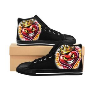 Crowned Chaos (Heart) Graffiti Men's High-top Sneakers - Image 1