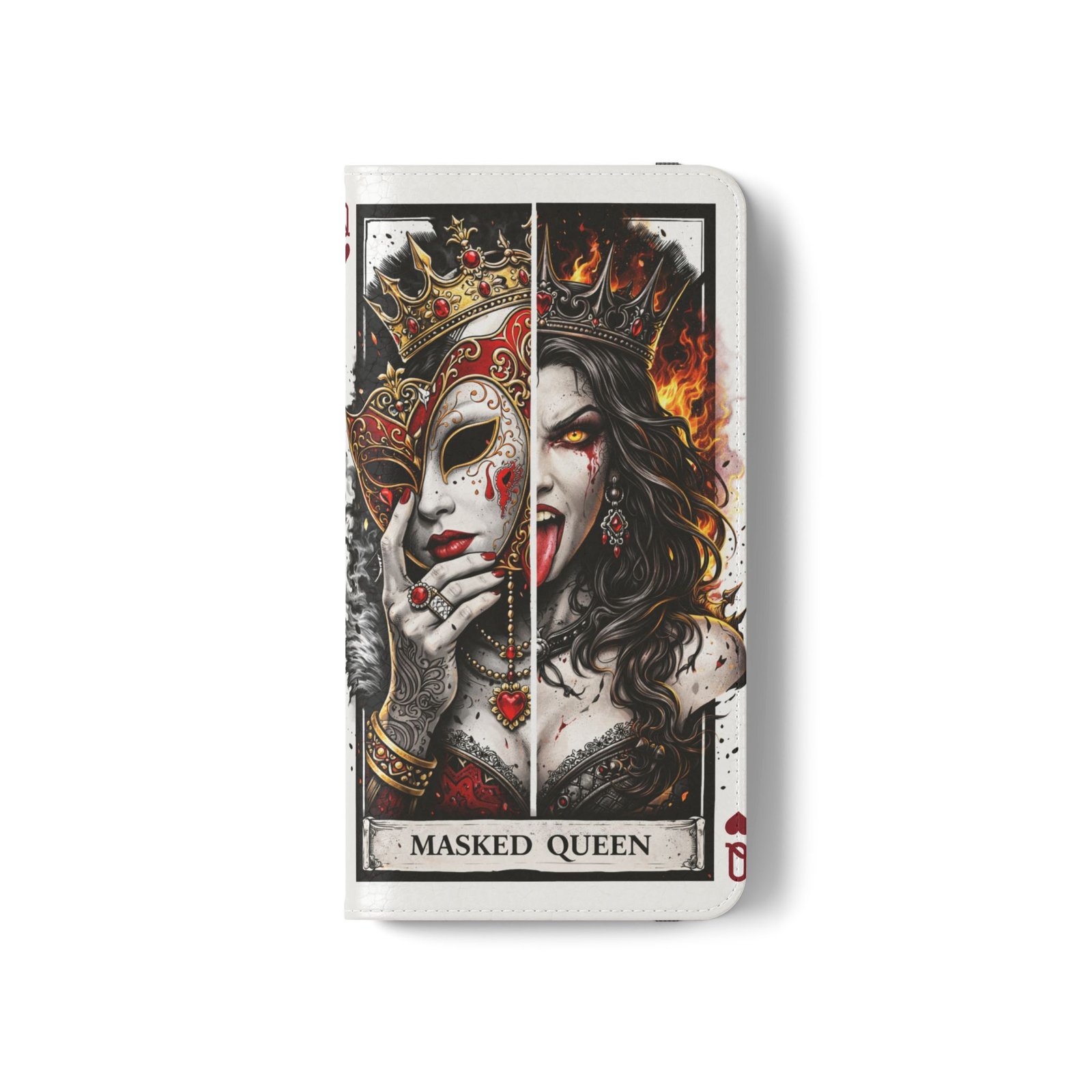 Masked Queen – Deck of Hearts Flip Wallet Phone Case | LordzKreationz - Image 15