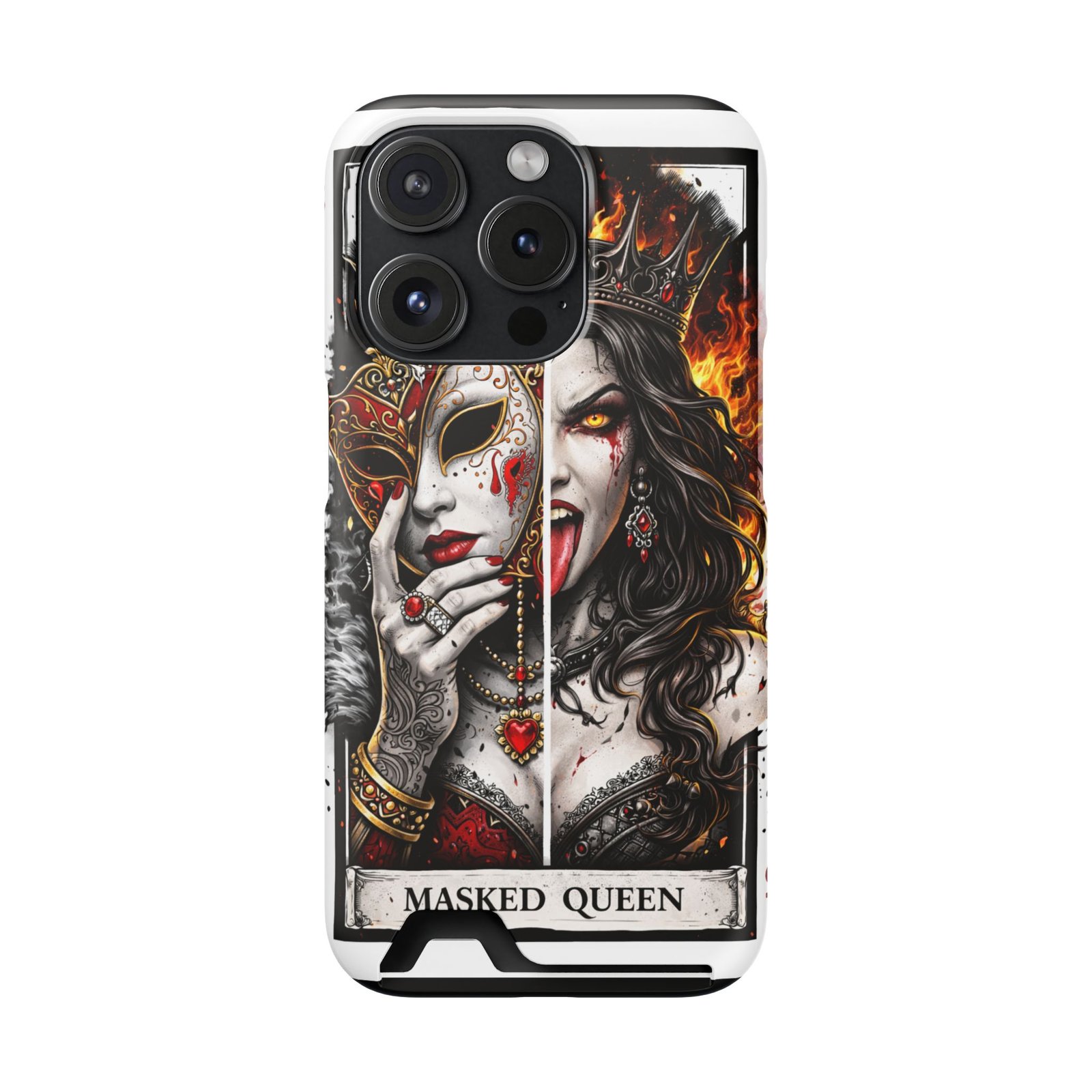 Masked Queen – Deck of Cards Slim Card Holder Phone Case | LordzKreationz - Image 133