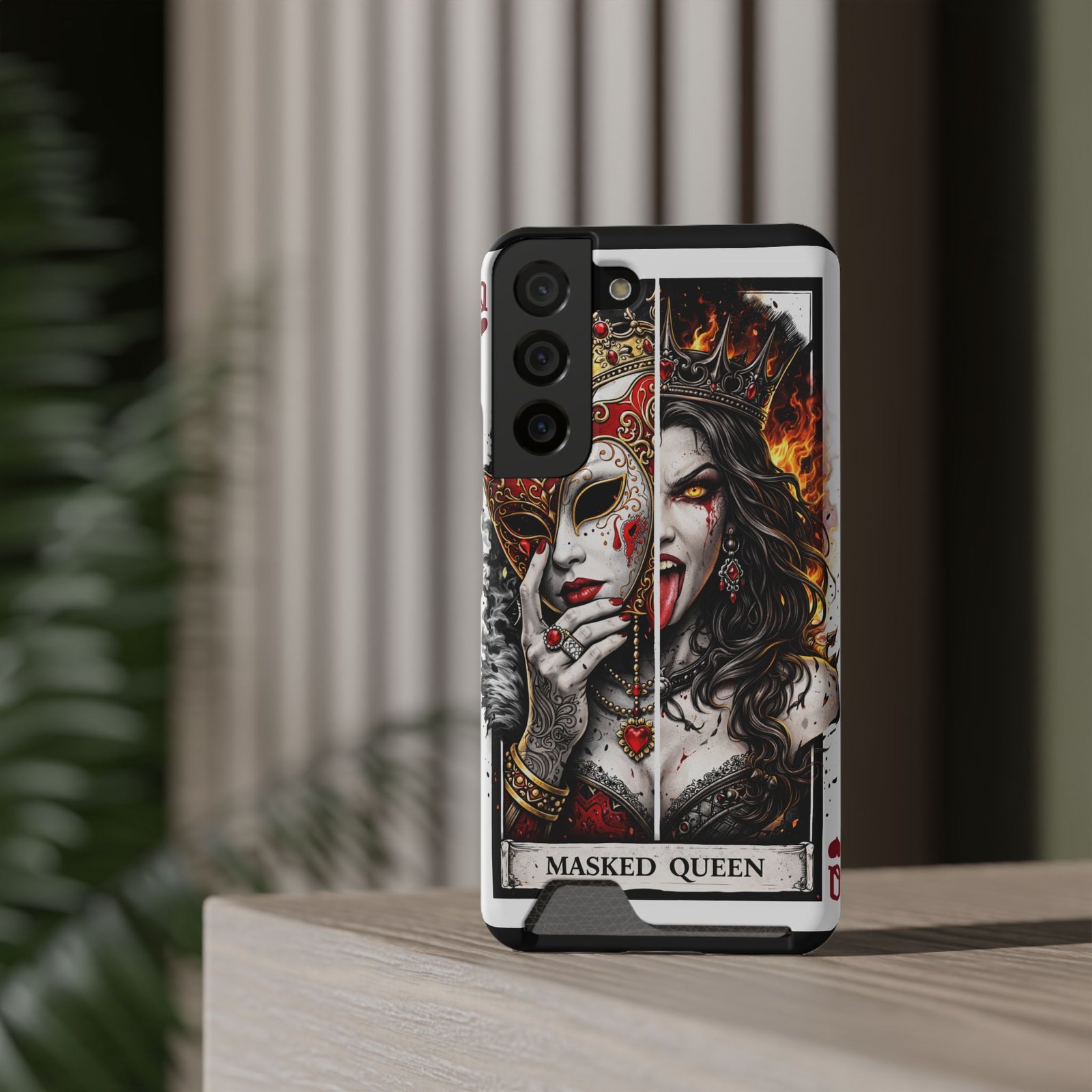 Masked Queen – Deck of Cards Slim Card Holder Phone Case | LordzKreationz - Image 56