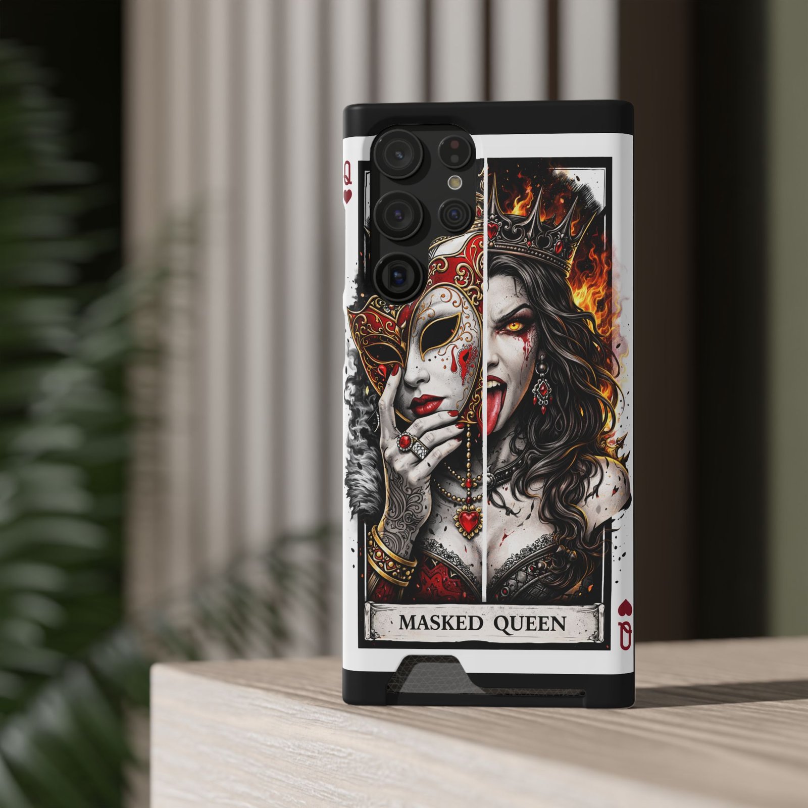 Masked Queen – Deck of Cards Slim Card Holder Phone Case | LordzKreationz - Image 24