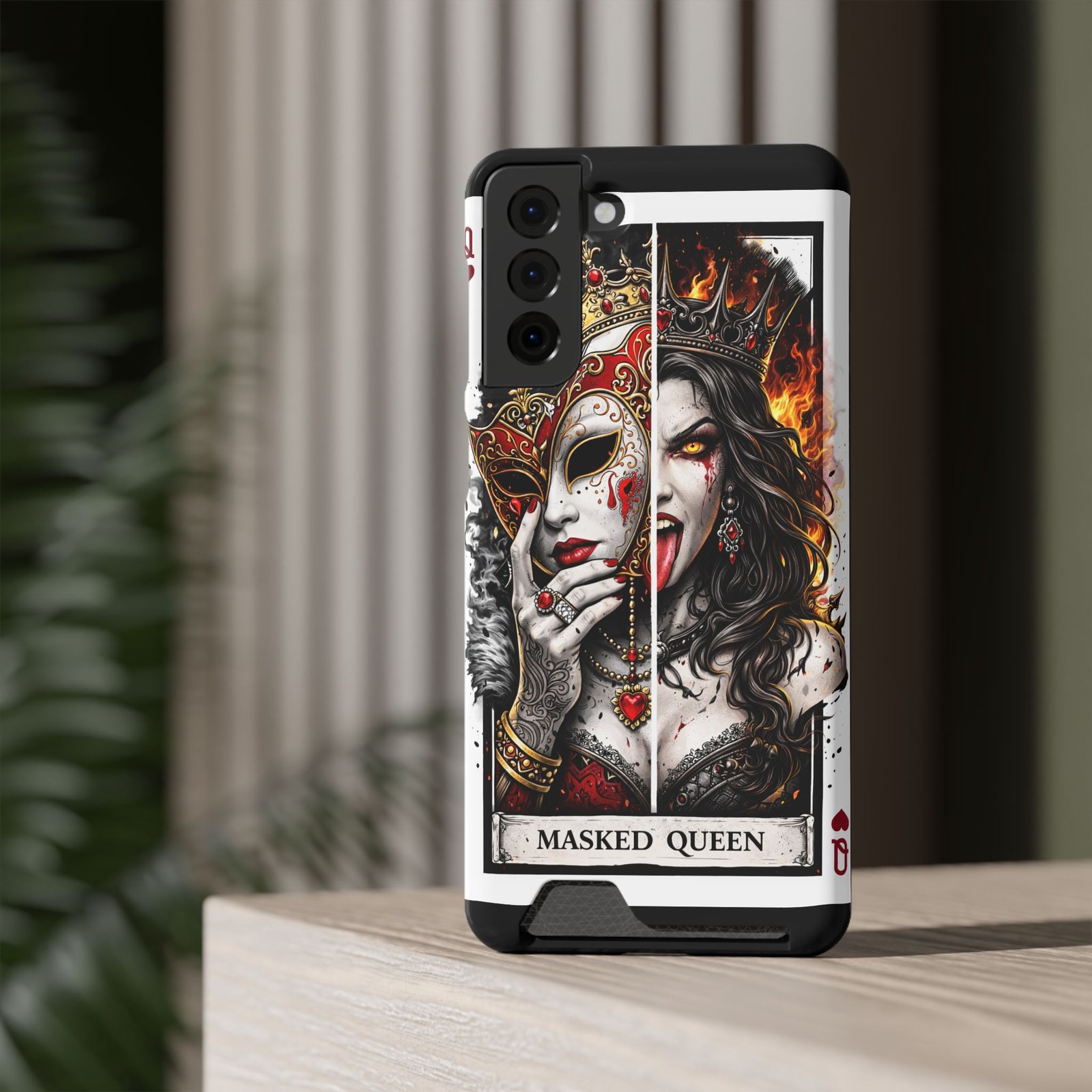 Masked Queen – Deck of Cards Slim Card Holder Phone Case | LordzKreationz - Image 36